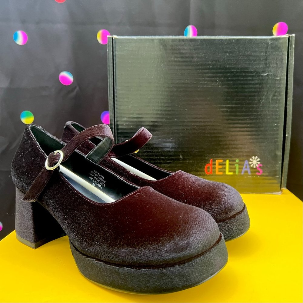 RESERVED FOR SUSIE: dELiA*s Black Velvet Recess Junkie Mary Janes